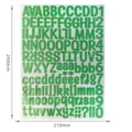 Green glitter alphabet and number sticker sheet for scrapbooking, size 210x290mm - 1 Inch / Pack of 100 / 1 Inch Glitter Green Printed Font
