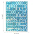 Glitter blue alphabet and number stickers sheet, 210mm by 290mm, waterproof adhesive - 1 Inch / Pack of 100 / 1 Inch Glitter Blue Printed Font