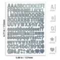 Silver chrome finish waterproof self-adhesive alphabet and number stickers with dimensions - 0.5 Inch / Glossy Silver Printed Style / Pack of 100 / Silver