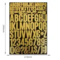 Gold glitter alphabet and number stickers, 1-inch waterproof self-adhesive sheet, 210x290mm - 2cm+4cm / Glitter Gold Printed Style / Pack of 100 / Gold