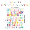 Colorful alphanumeric sticker sheet featuring 1-inch bubble letters, numbers, and icons - Cute Fat Font (G2) / 100 Sheets Pack (1 Inch) / Macaron Color