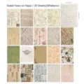 Set of 20 vintage scrapbooking paper sheets with unique faded handwriting patterns - 20 Pieces/Pack / Past Years on Stationery (LHL38)