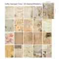 20 sheets of vintage scrapbooking paper set with antique floral and script designs - 20 Pieces/Pack / Lightly Printed Time (LHL38)