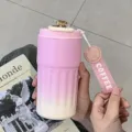 Portable smart temperature display coffee cup in 316 stainless steel with pink gradient finish - 450ml / Gradient Pink