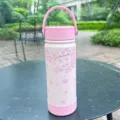 Gourde isotherme en acier inoxydable rose avec motif de fleurs de cerisier en extérieur - Taille 600ml / Rose (Fleur de Cerisier)