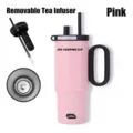 Rosa 40oz 316 Edelstahl Isolierbecher mit Strohhalm und herausnehmbarem Teefilter - 750ml / Rosa
