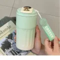 Portable smart temperature display coffee cup with light green gradient finish and strap - 450ml / Gradient Green