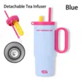 Blue 316 stainless steel insulated tumbler with pink handle and removable tea infuser - 750ml / Blue Pink