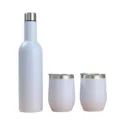Premium white stainless steel 750ml wine bottle and 12oz egg-shaped vacuum tumbler set - 750ml Single Bottle / White