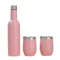 750ml pink insulated stainless steel wine bottle with two 12oz egg-shaped tumblers - 750ml Single Bottle / Pink