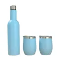 Sky blue 750ml insulated wine bottle and 12oz tumbler set in stainless steel - 750ml Single Bottle / Blue