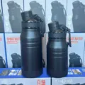 Durable black matte stainless steel sports water bottles in 800ml and 600ml sizes - 800ML / Black