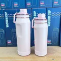 Set aus zwei hellrosa vakuumisolierten 304 Edelstahl-Wasserflaschen in zwei verschiedenen Größen - 750ml / Rosa
