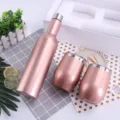 Rose gold stainless steel vacuum insulated wine bottle and eggshell tumbler gift set - 750ml Single Bottle / Rose Gold
