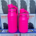 Large capacity 316 stainless steel insulated pink sport water bottle with carry handle - Rose Red