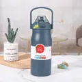 316 Edelstahl-Isolierflasche mit robustem Tragegriff und praktischem Klappdeckel-Detail - 1200ml / Blau