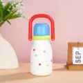 316 stainless steel insulated water bottle with cute red handle and cartoon patterns - 860ml / White