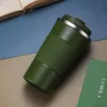 Dark green 304 stainless steel vacuum insulated coffee cup with silicone sleeve - Generation 3 - Green / 510ml