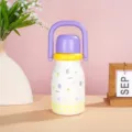 Portable 316 stainless steel insulated water bottle with purple handle and floral design - 860ml / Purple