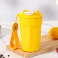 Portable yellow 316 stainless steel octagonal vacuum insulated coffee thermos cup. - 316 Stainless Steel Vacuum Style / 450ml / Yellow