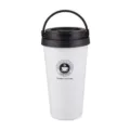 White 304 stainless steel portable coffee tumbler with black handle and lid - 500ml / Handbag White