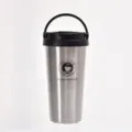 Silver 304 stainless steel coffee travel mug with a portable black handle lid - 500ml / Portable Steel Color