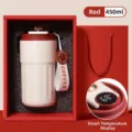 Red 450ml octagonal 316 stainless steel vacuum insulated coffee cup gift box set - Smart Temp Display Premium Gift Box / 450ml / Mist White Red