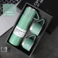 Premium grünes 500ml Edelstahl-Vakuumflaschen-Set mit drei Deckeln in Geschenkbox - 500ml / Ein Flaschen Drei Deckel Set / Grün