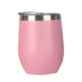 Rosa 12oz Edelstahl Weinbecher doppelwandig vakuumisoliert mit einem klarem Deckel - 12oz Kapazität / Rosa