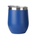 Isolierter 12oz blauer Edelstahl Weinbecher in Eiform mit spritzwassergeschütztem Deckel. - 12oz Kapazität / Dunkelblau