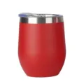 Isolierter 12oz roter 304 Edelstahl Weinbecher in Eiform mit auslaufsicherem Klarsichtdeckel - 12oz Kapazität / Rot