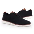 Black fly-knit breathable brogue casual shoes for men with white sole - 40 / Black
