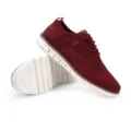 Men's breathable burgundy fly-woven brogue sneakers featuring white anti-slip soles - 40 / Red