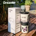 316 stainless steel insulated tumbler with straw and strap, portable coffee travel mug. - Portable Straw Cup Black