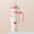 Détail d'un gobelet isotherme 40oz en acier inoxydable avec motif ours rose - 1200ml / Imprimé Ours / Rose Fille