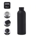 500ml matte black stainless steel insulated water bottle with leak-proof lid for sports - 500ml Pack / Black