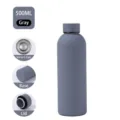 Αθλητικό μπουκάλι νερού 500ml από ανοξείδωτο ατσάλι 304 σε ματ γκρι με στεγανό καπάκι - Συσκευασία 500ml / Γκρι