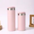 Set of two pink 304 stainless steel vacuum insulated coffee travel mugs in different sizes - 500ml Pack / Pink