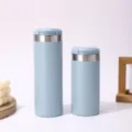 Light blue stainless steel insulated coffee tumblers in two sizes with portable lids - 500ml Pack / Blue