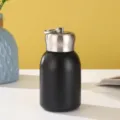 Portable mini black chubby insulated bottle made of 304 stainless steel with top ring - 300ml / Black
