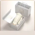 Elegant 316 stainless steel coffee thermos with lily of the valley pattern in gift box - 530ml / Lily Cup + Premium Gift Box / White