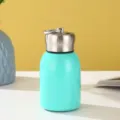 Mini portable mint green vacuum flask with a stainless steel ring handle lid for outdoor - 300ml / Blue