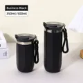 Business black 304 stainless steel insulated coffee mug with portable rope handle - 500ml Rhombus / Black