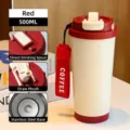 Red 500ml insulated coffee travel mug with 316 stainless steel interior - 530ml / 316 Stainless Steel Liner / Red