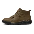 Botas Martin marrones para hombre cosidas a mano con suelas antideslizantes de estilo casual - 38 / Estilo con Forro de Felpa / Caqui
