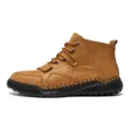 Botas Martin marrones para hombre cosidas a mano con suela antideslizante para exteriores - 38 / Marrón Amarillento (Forro de Polar)