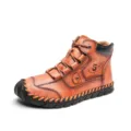 Premium handmade brown leather men's work boots with durable mid-top design and soft sole - 38 / Red Brown