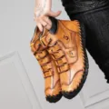 Handmade vintage tan cowhide leather men's boots with retro mid-top Martin style design - 38 / Yellow Brown Cotton