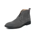 Botines de ante gris para hombre de estilo británico con cordones negros y suela negra - 38 / Gris