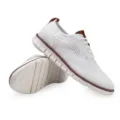 Chaussures décontractées Brogue pour hommes en maille respirante blanche avec détails en cuir brun - Blanc